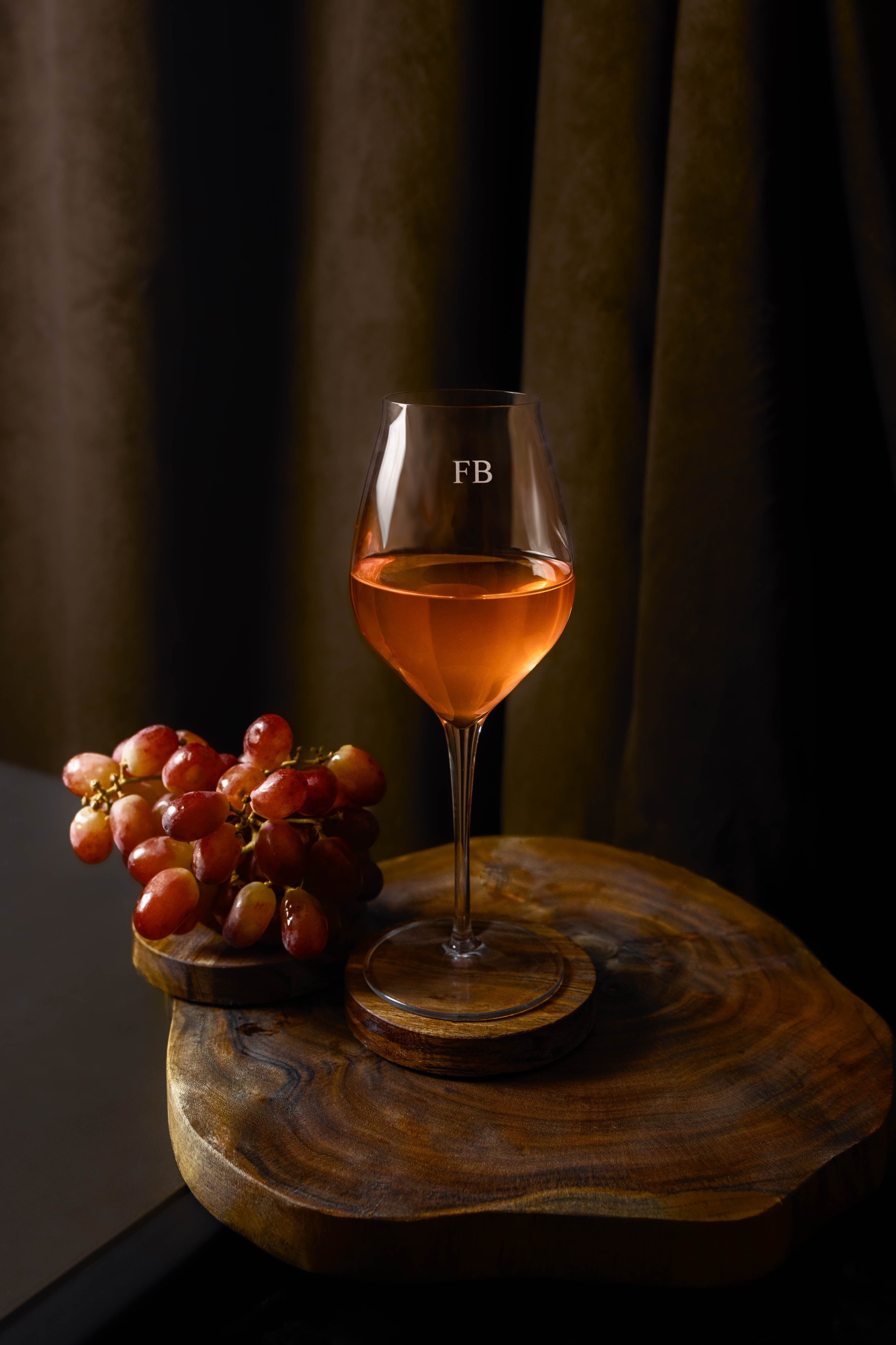 Single White Wine Glass engraved with a monogram