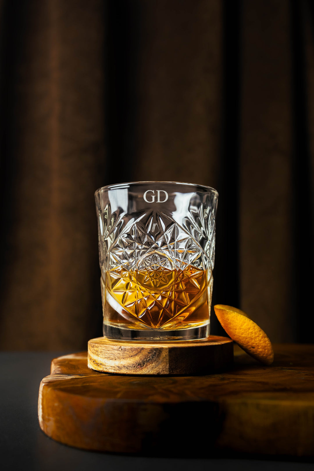 Single Jacob Whiskey Glass personalised glassware engraved with initials