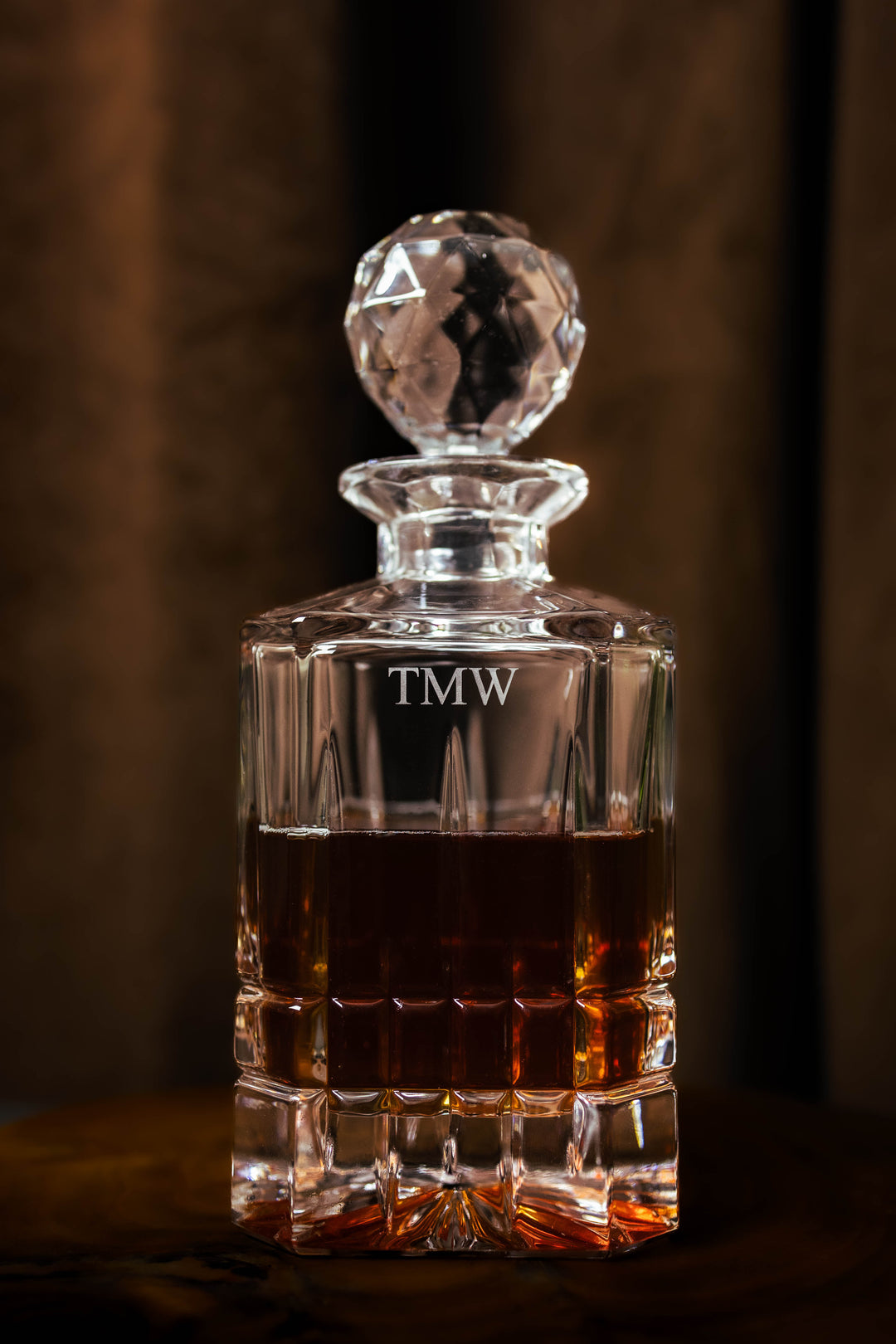 Personalised Engraved Whiskey Decanter with initials monogrammed