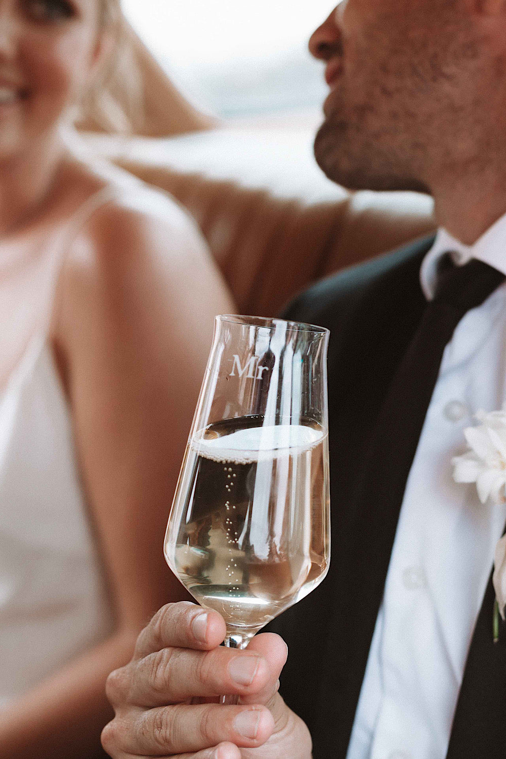 Personalised lucy chanpagne flute