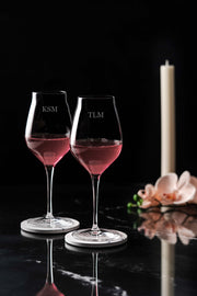 personalised wine glass set with initials