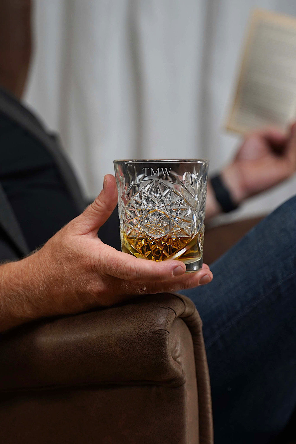 Jacob engraved whiskey glass 
